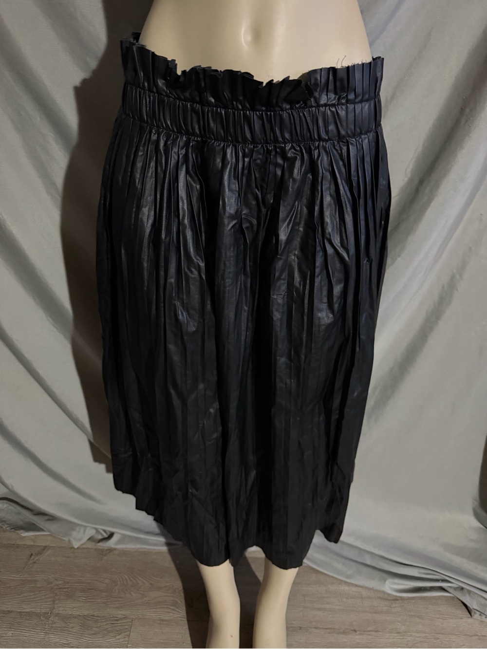 Ashley Stewart Black Pleated Midi Skirt